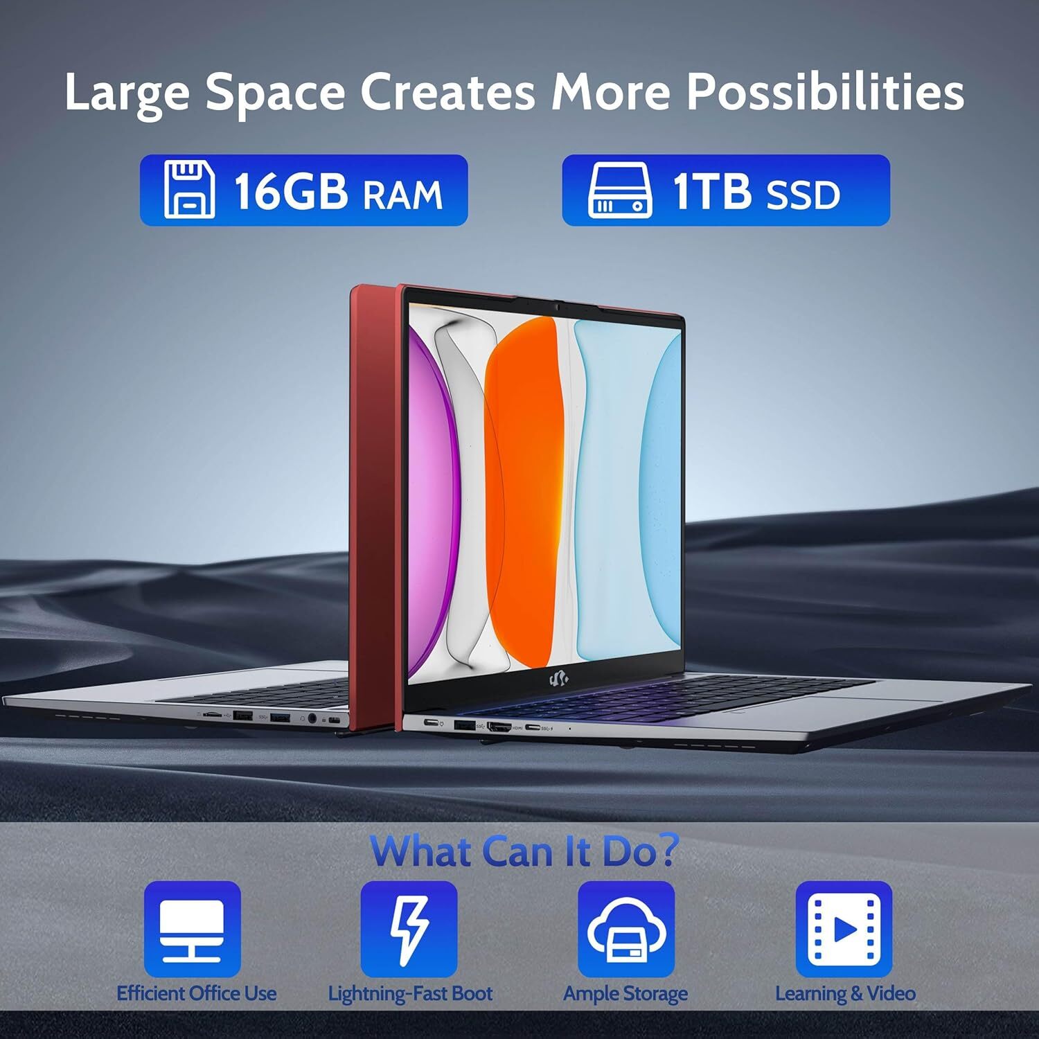15.6 IPS-FHD-Laptop 16GB RAM 1TB SSD Intel Pentium Quad Core N100 3.4GHz WiFi 6