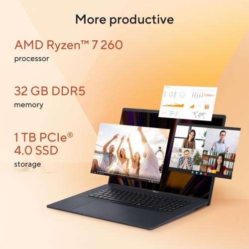 ASUS Vivobook 18 WUXGA Copilot+ AI Laptop AMD Ryzen 7 260 32GB RAM 1TB SSD Blue