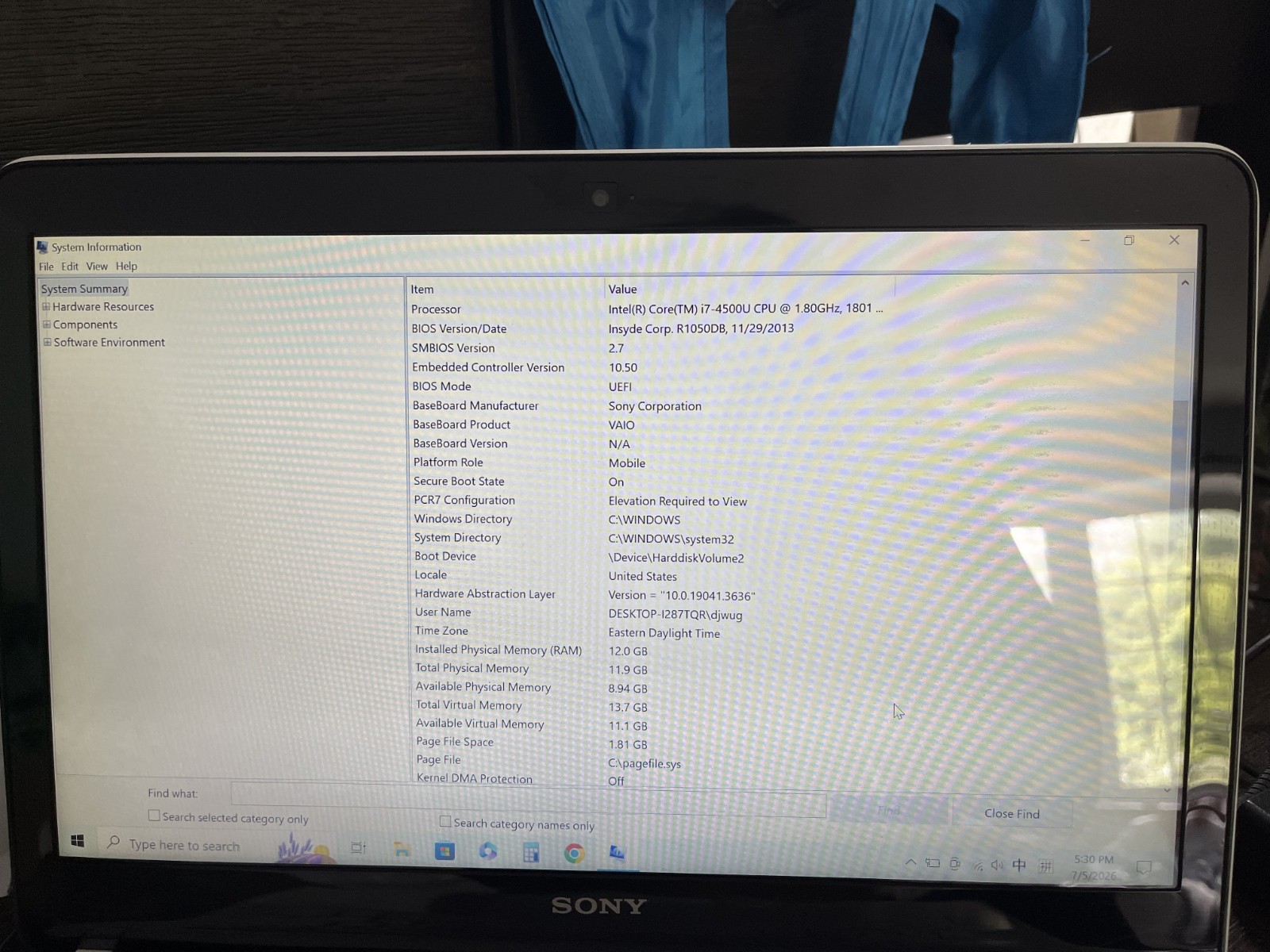Sony VAIO SVF143B1YL 14″ Laptop Intel Core i7-4500U 12GB RAM Windows 10 Works