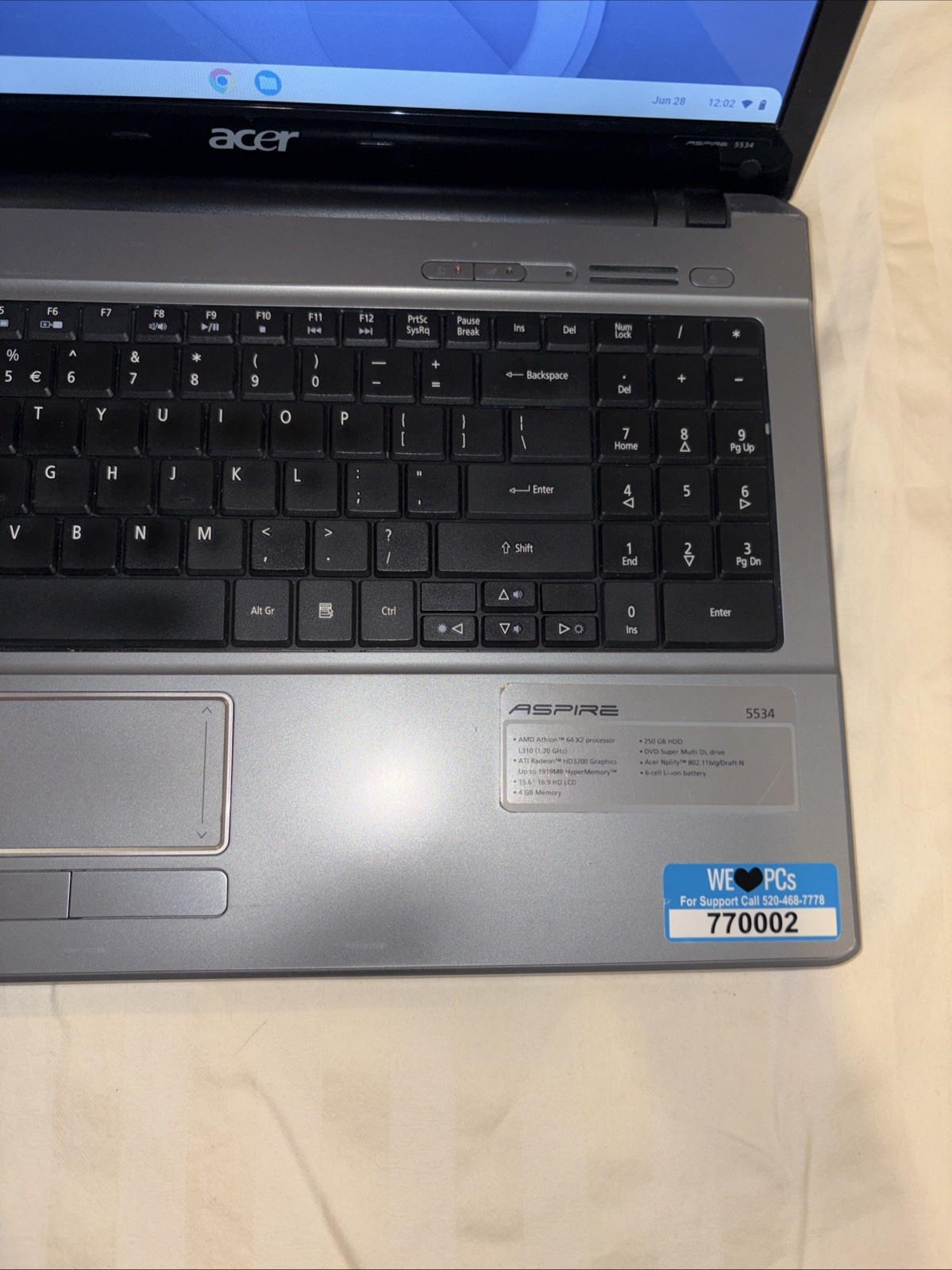 Acer Laptop Aspire 5534-1096 15.6″ Notebook – AMD Athlon 64 X2 1.20 Ghz, 4 GB,