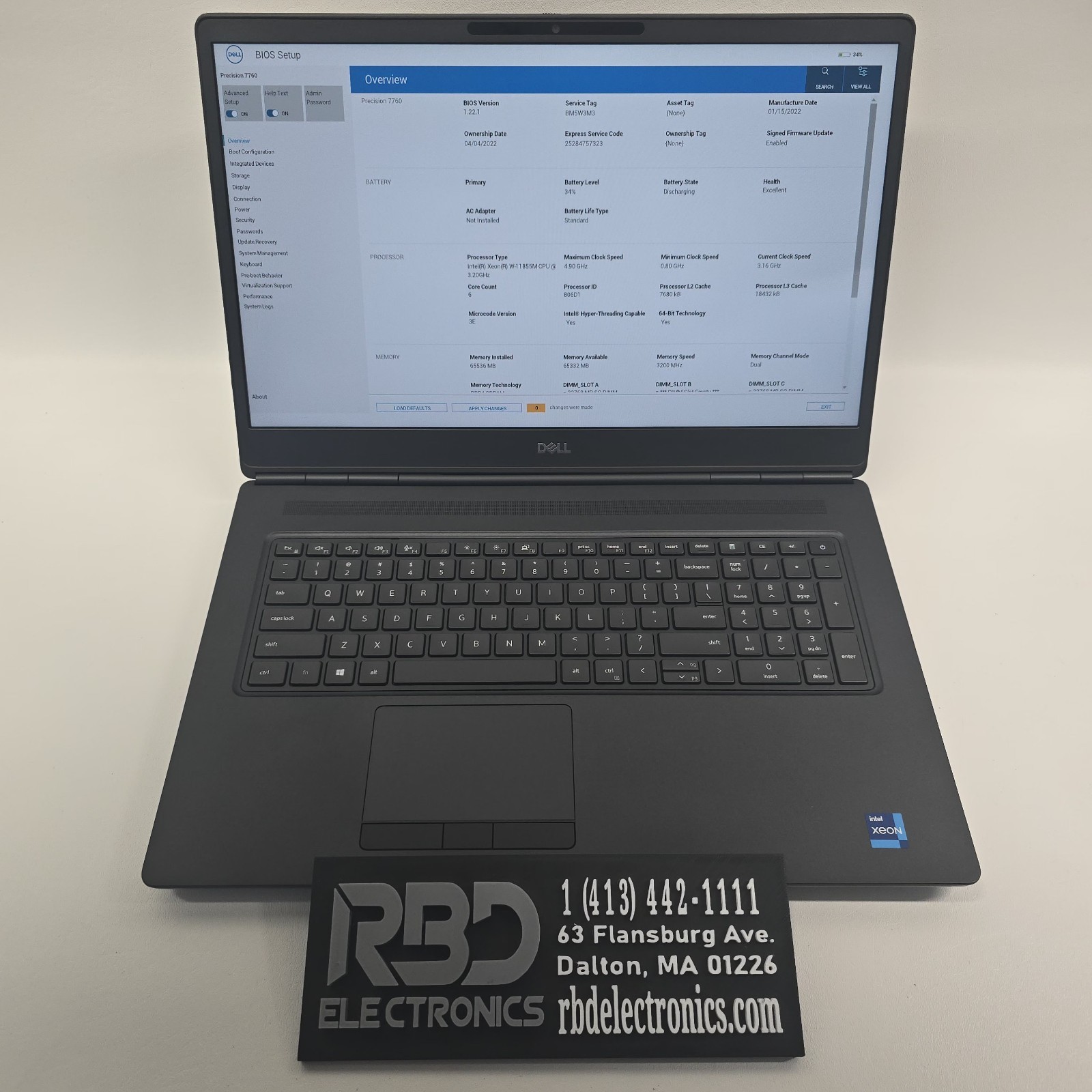 Dell Precision 7760 FHD Xeon W-11855M 64GB 1TB Intel UHD NO OS/AC