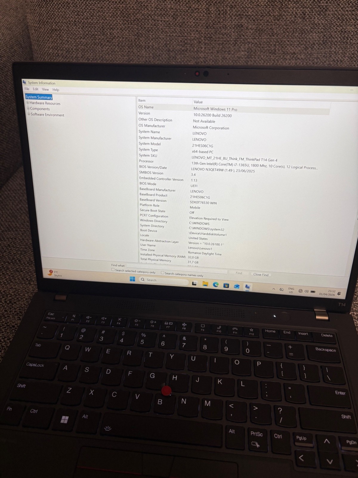 Lenovo ThinkPad T14 Gen 4 – i7 (13th Gen) / 32GB RAM / 512GB SSD