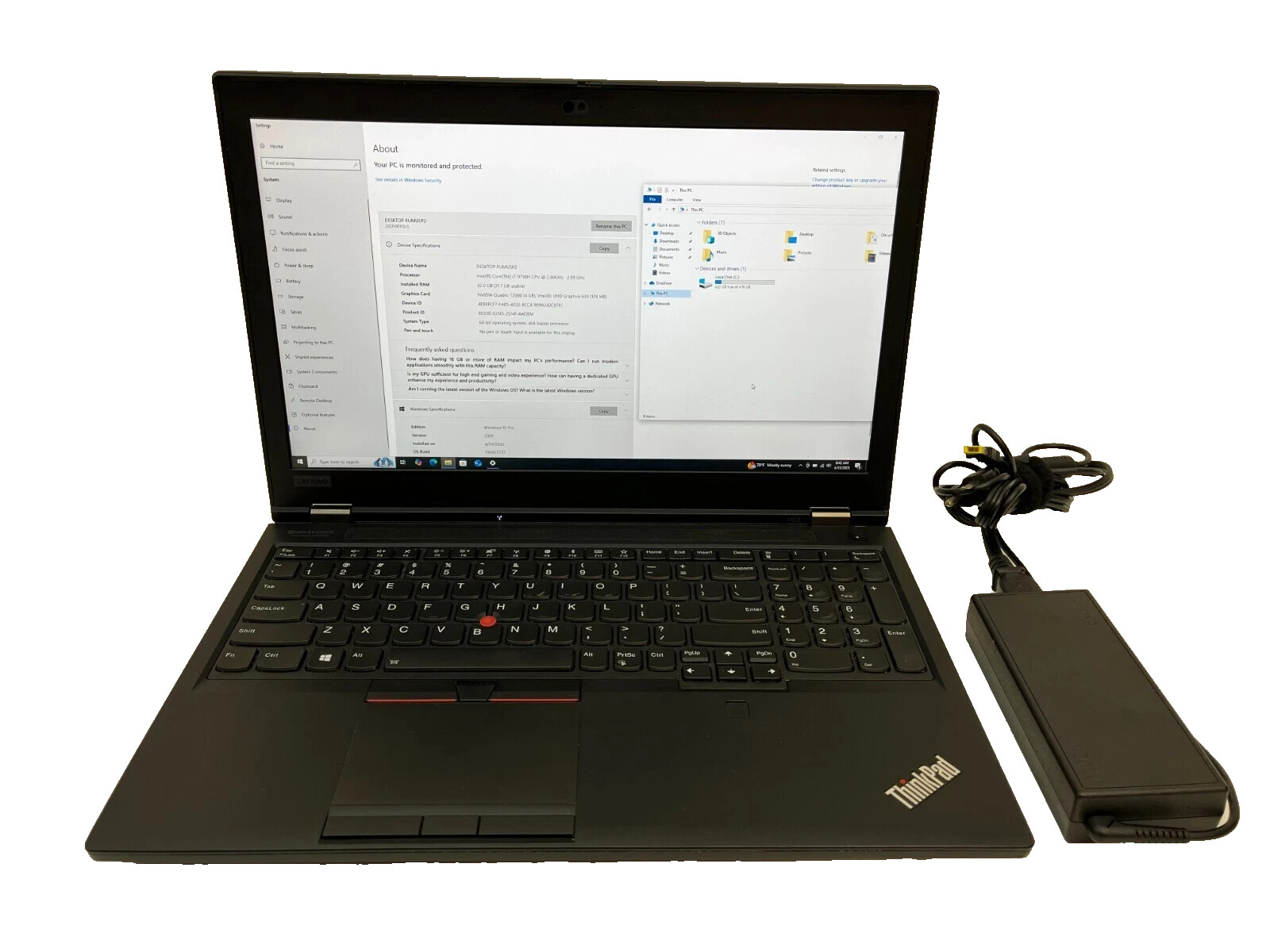 Lenovo ThinkPad P53 Workstation 20QN001YUS – Core i7-9750H, 32GB 512GB Win 11 P