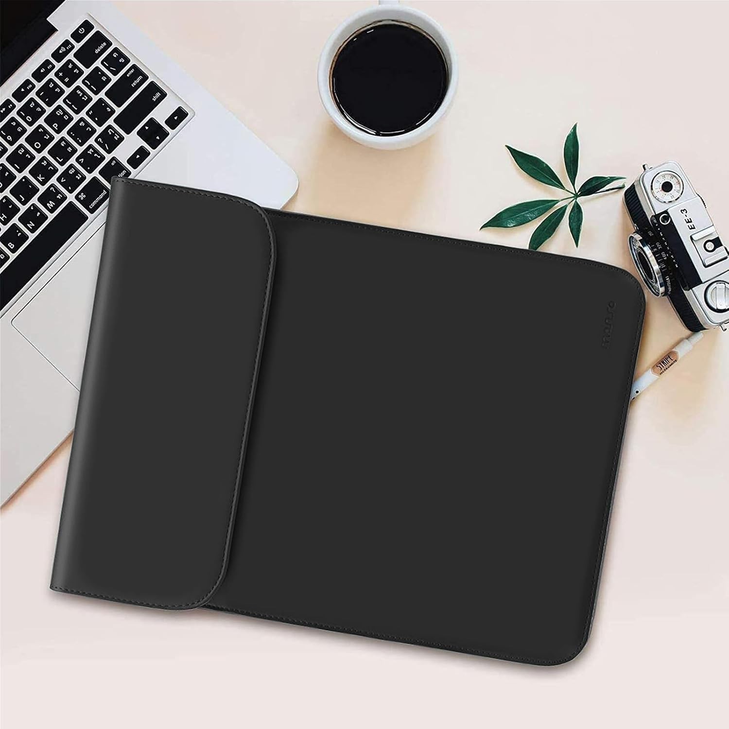 Black 13-13.3 Inch Laptop Sleeve Case for MacBook Neo 13, Pro, Air, Faux Suede