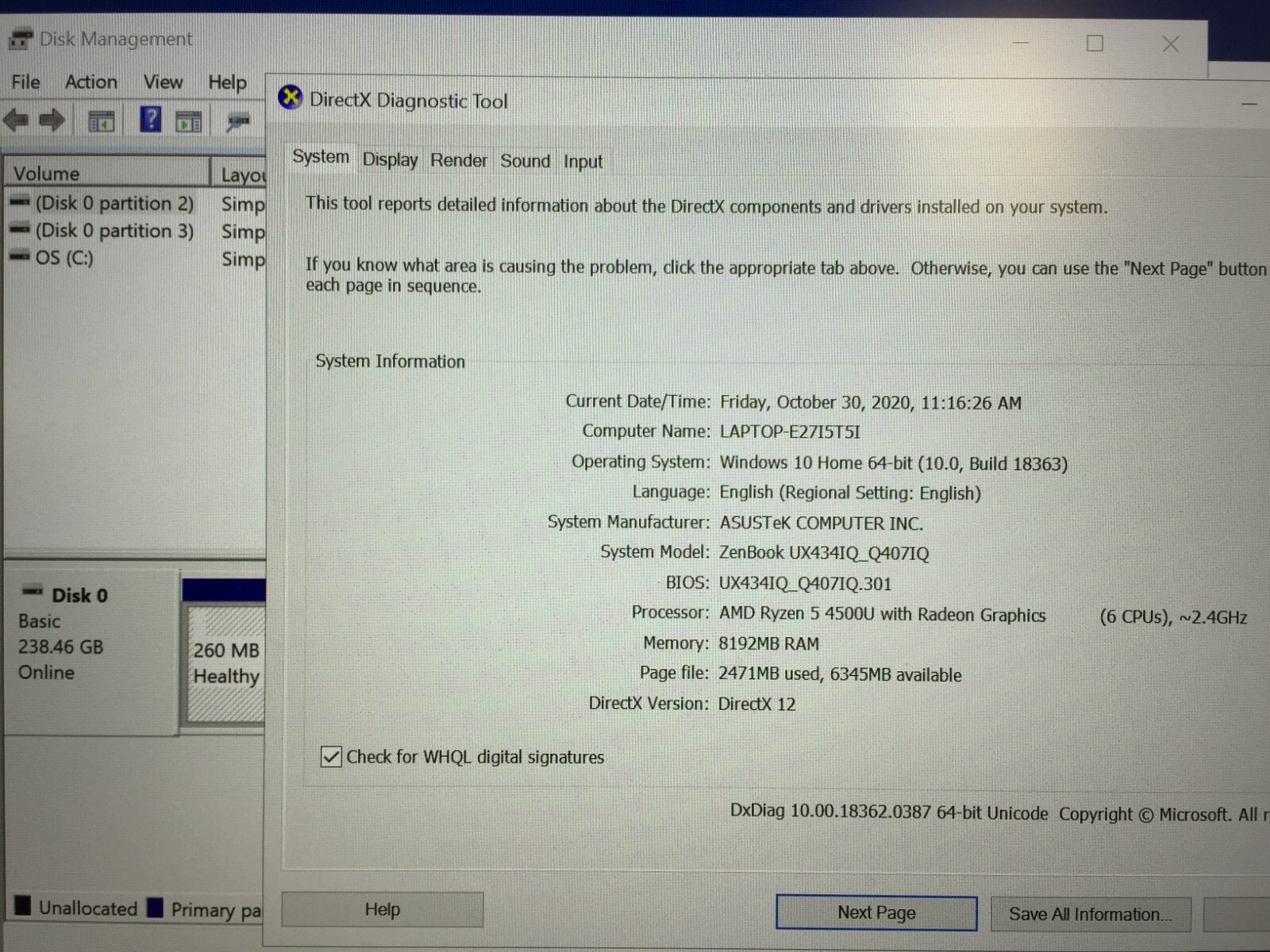 *Bad Battery*Asus ZenBook Q407IQ 14″ Laptop/AMD R5-4500U/MX350/8GB/256GB SSD/W10
