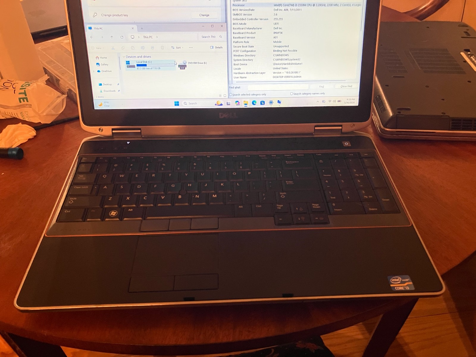 Dell Latitude E6220 12.5″ Laptop i3 2.1GHz 8GB RAM 120GB SSD Win 11 Pro Wifi Cam