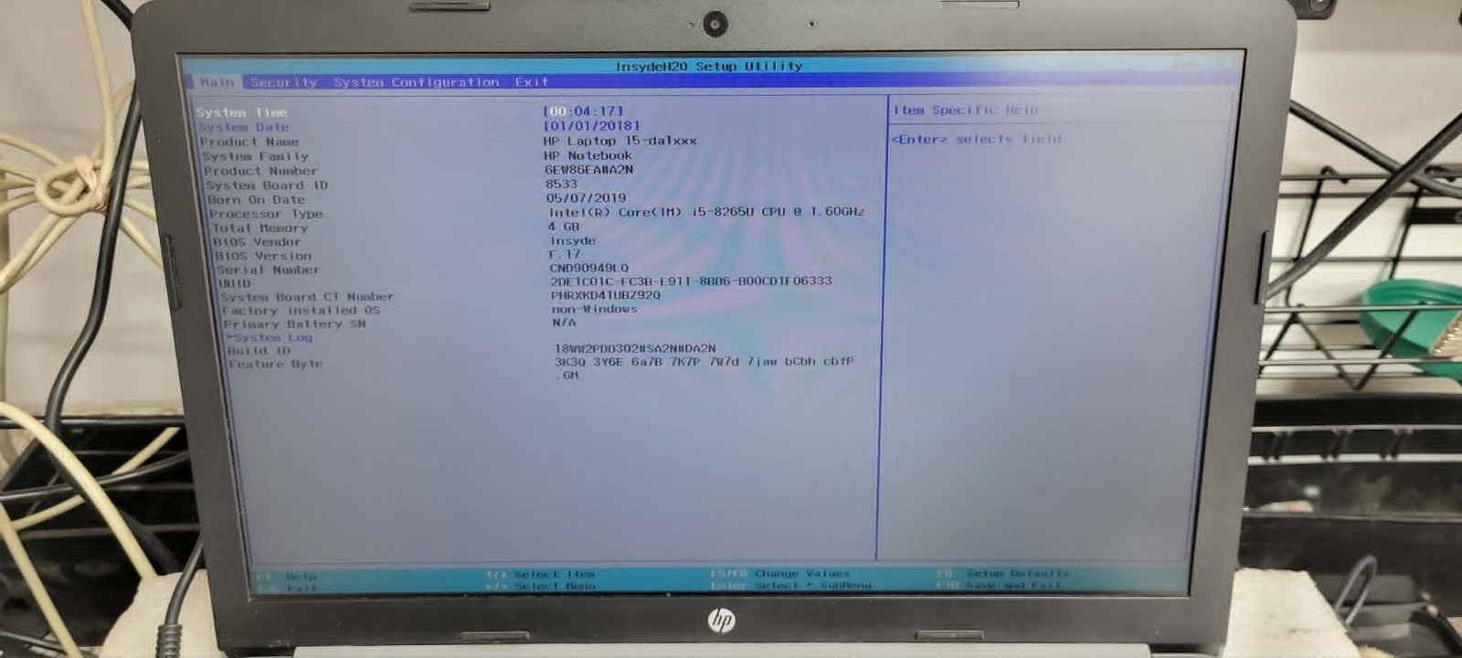 HP 15-da1xxx NoteBook 15.6″ i5-8265U 1.60 GHz 4 GB RAM No SSD/OS – Arabic KB