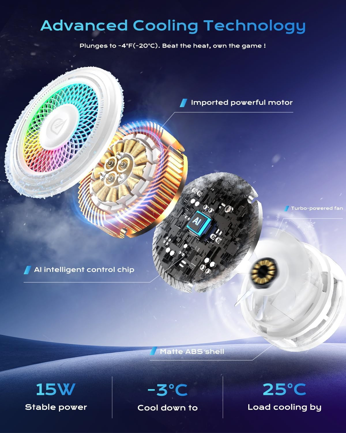 25W Qi2 Certified Magnetic Charger with Cooling System – Phone Cooler for Gaming