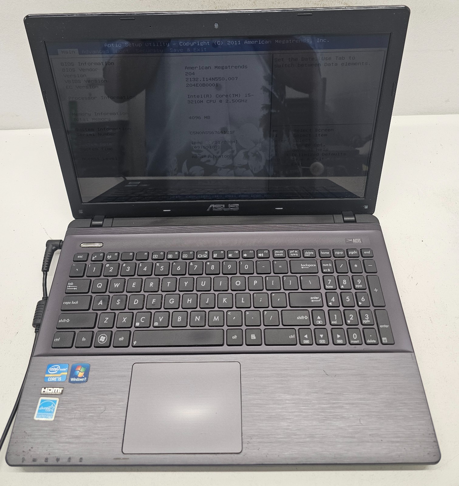 ASUS K55A-BBL4 15.6″ Laptop Intel Core i5-3210M 4GB Ram NO HD/OS (FL)