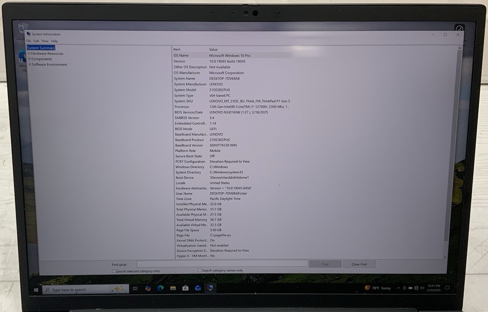 Lenovo ThinkPad P1 Gen 5 16″ i7-12700H, 32GB Ram, 1TB SSD, NVIDIA RTX A2000 8GB