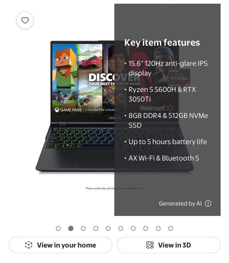 Lenovo Legion 5 15.6in FHD Gaming Ryzen 5 5600H 8GB 512GB RTX 3050 Ti Win11 Blue