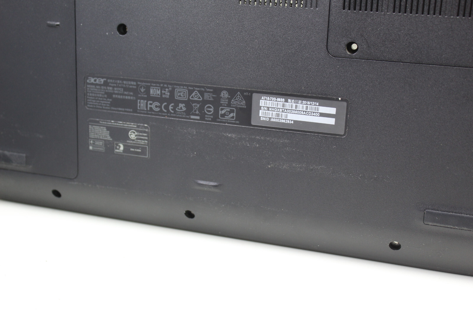 100% Genuine Acer Aspire A715-72G 15″ Keyboard & Top Cover Replacement