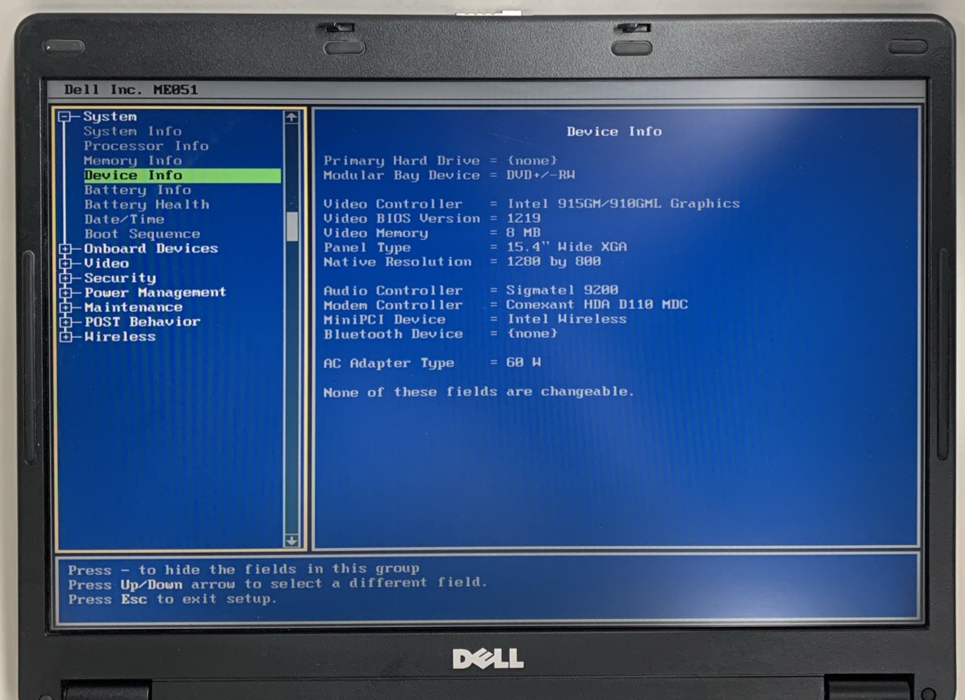 Dell Insprion B130 Intel Pentium M 1.70GHz 1GB RAM 15.4″ No Battery/HDD/OS