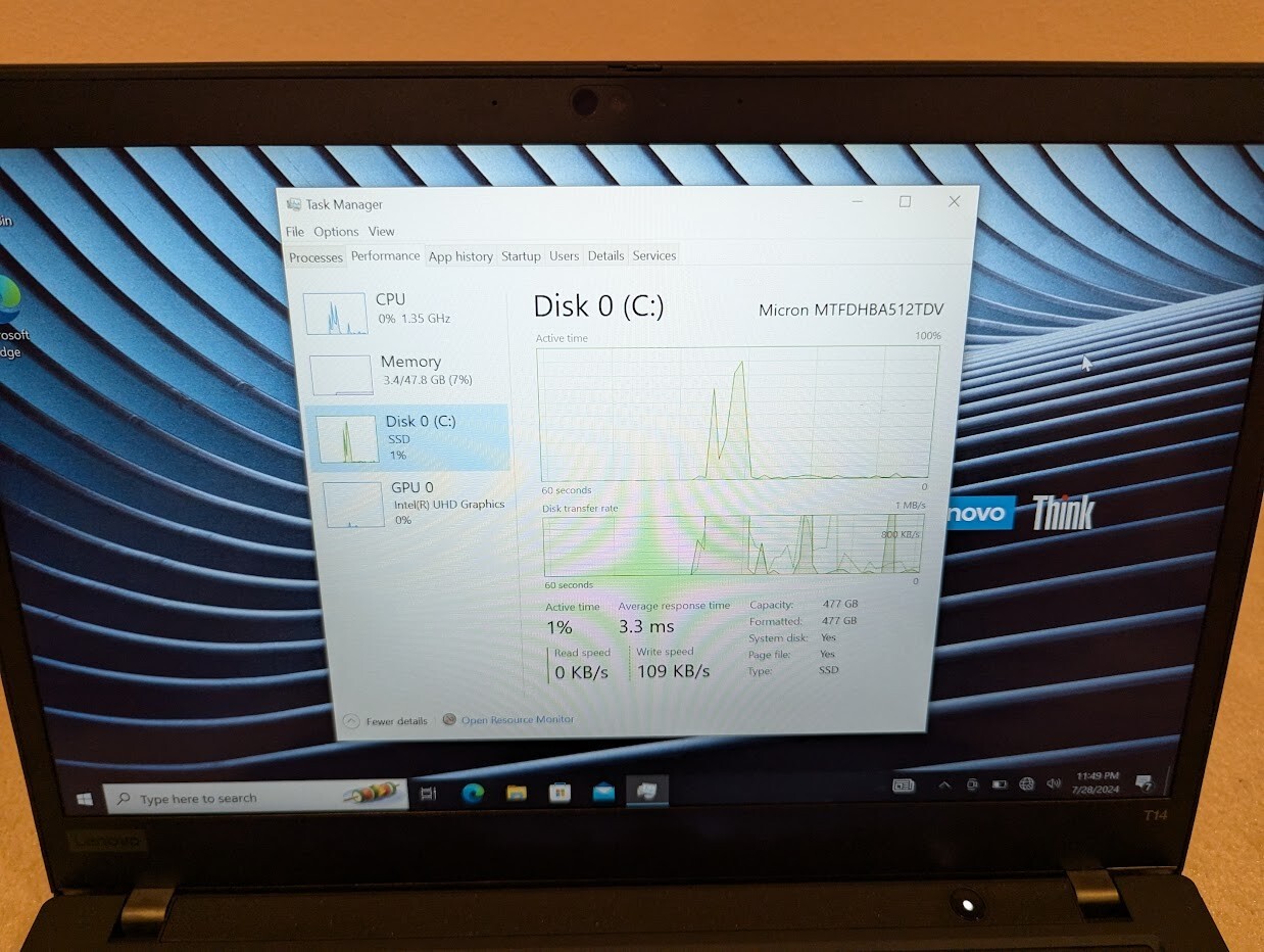 Lenovo T14 G1 i7-10610U 48GB RAM/500 GB SSD – Win 10 Pro TOUCHSCREEN Dec 24 WTY