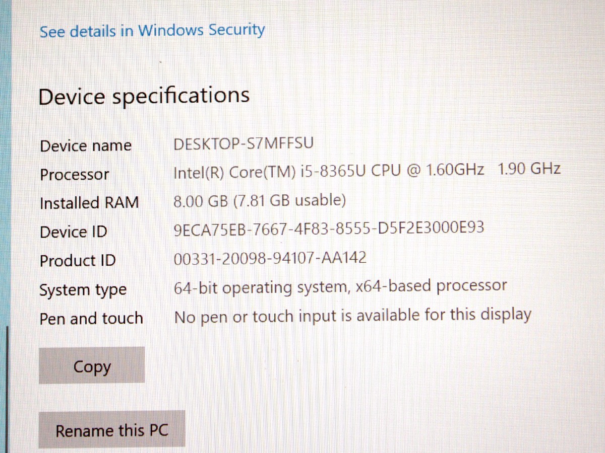 HP Elitebook 840 G6, Intel Core i5-8365U CPU, 8GB Ram, w/ Win 10 Pro