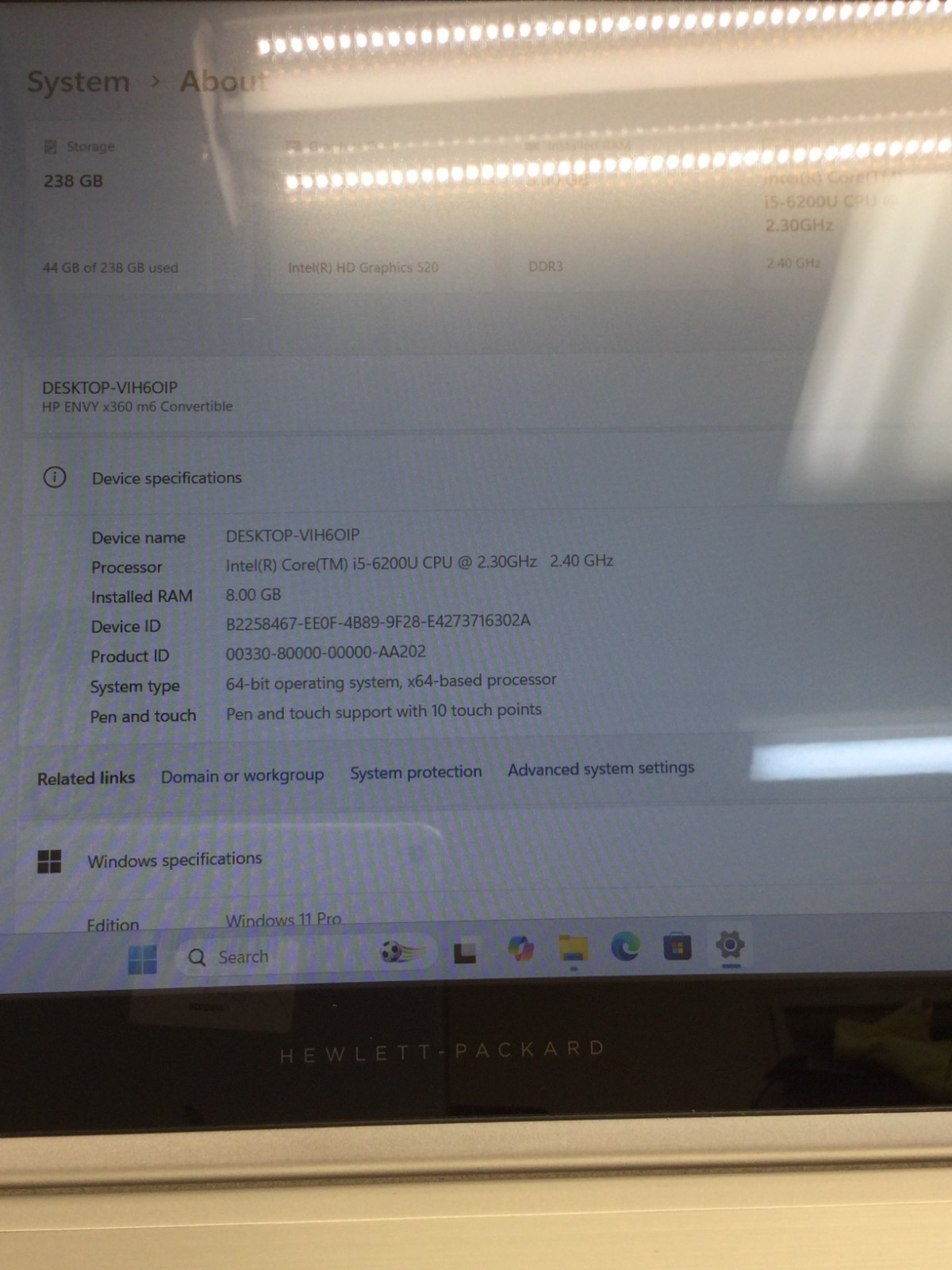 HP ENVY X360 M6 CONVERTIBLE i5-6200U 2.30GHz 8GB RAM 256GB SSD Wi 11 pro 15.5”