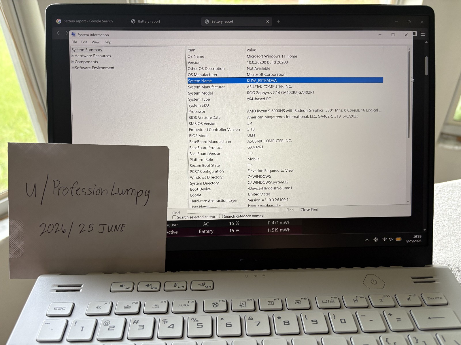 ASUS ROG Zephyrus G14 14″ NEW BATT, AMD Ryzen 9 6900HS, 16GB, GPU 6700S, 1TB SSD