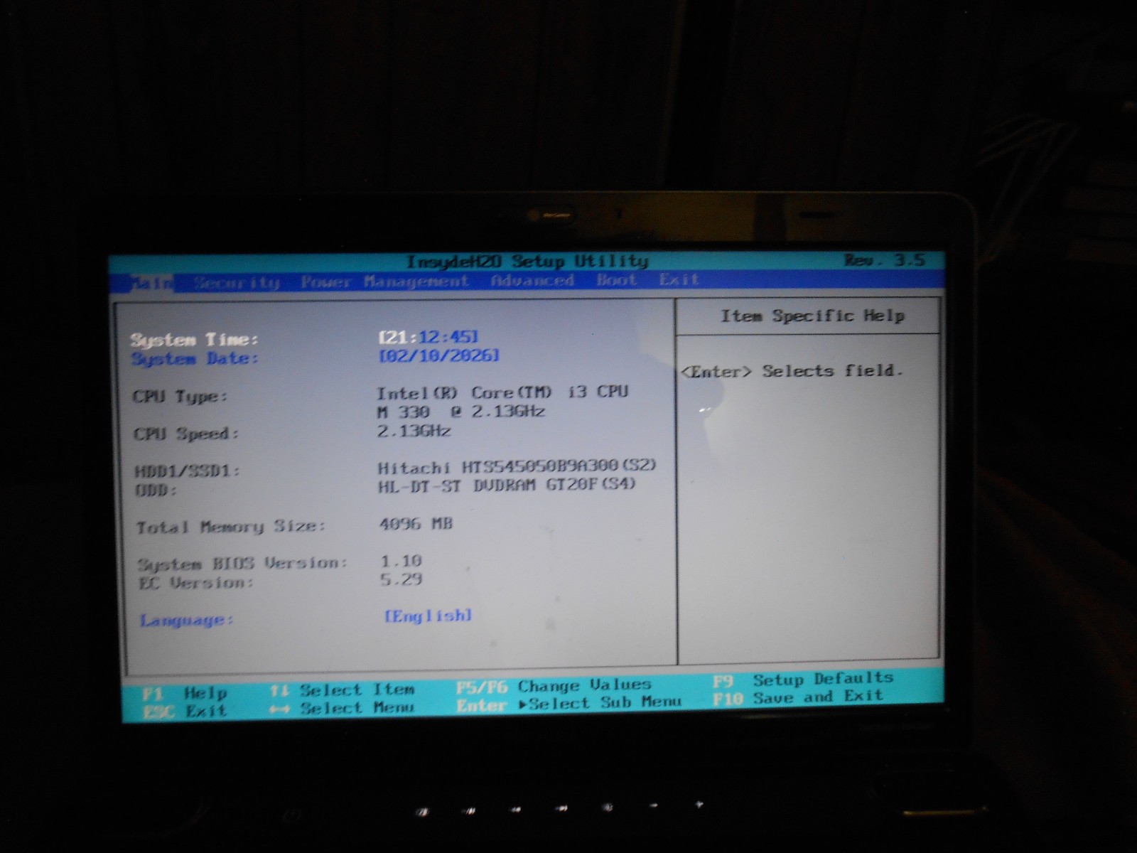 Toshiba Satalite A505 Windows 7 Professional Activated laptop