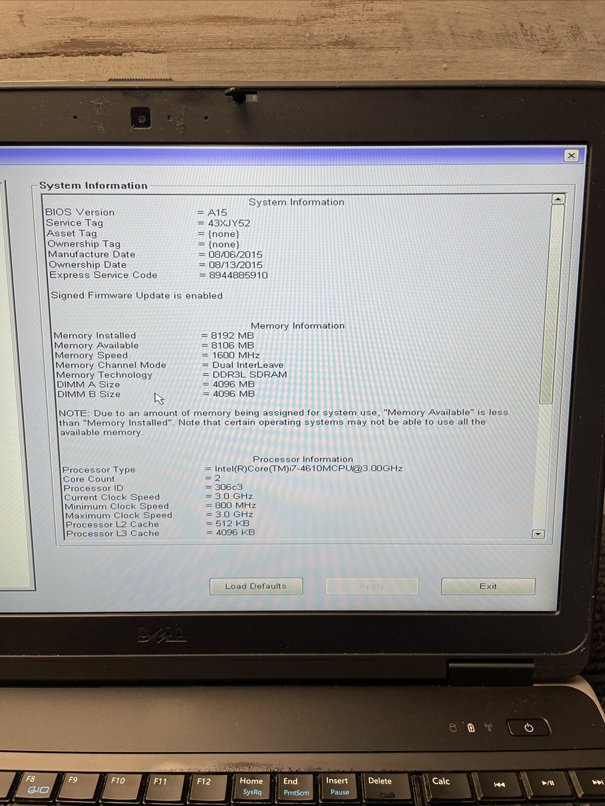 *PARTS* READ Dell Latitude E6540 15.6″ Core i7-4610M 3.00GHz 8GB No HDD/OS/BATT