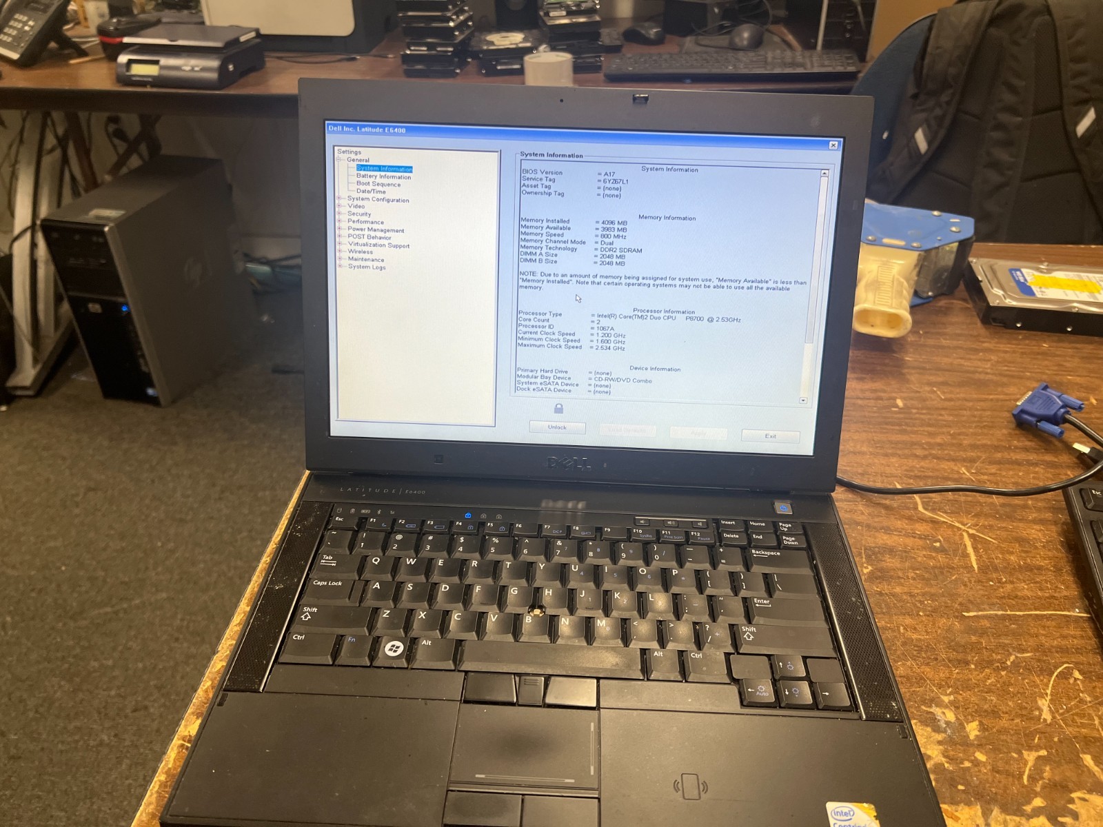 Dell Latitude E6400 Intel Core 2 Duo P8600 2.4GHz 3 GB NO HDD