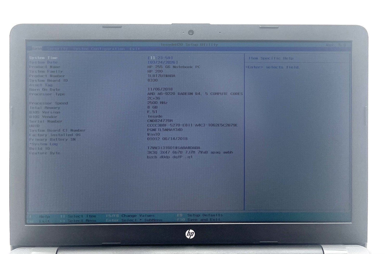 HP 255 G6 Notebook PC AMD A6-9220 8GB RAM 256GB SSD Radeon R4 Laptop