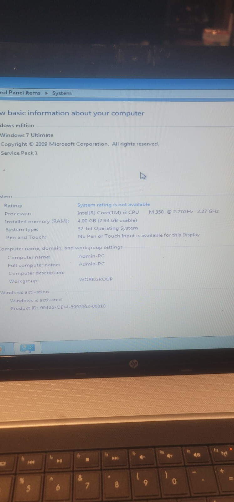 HP G72 17″ Laptop • 4GB RAM • 100GB HD • Core i3 • 2.2ghz • Windows 7 Ultimate