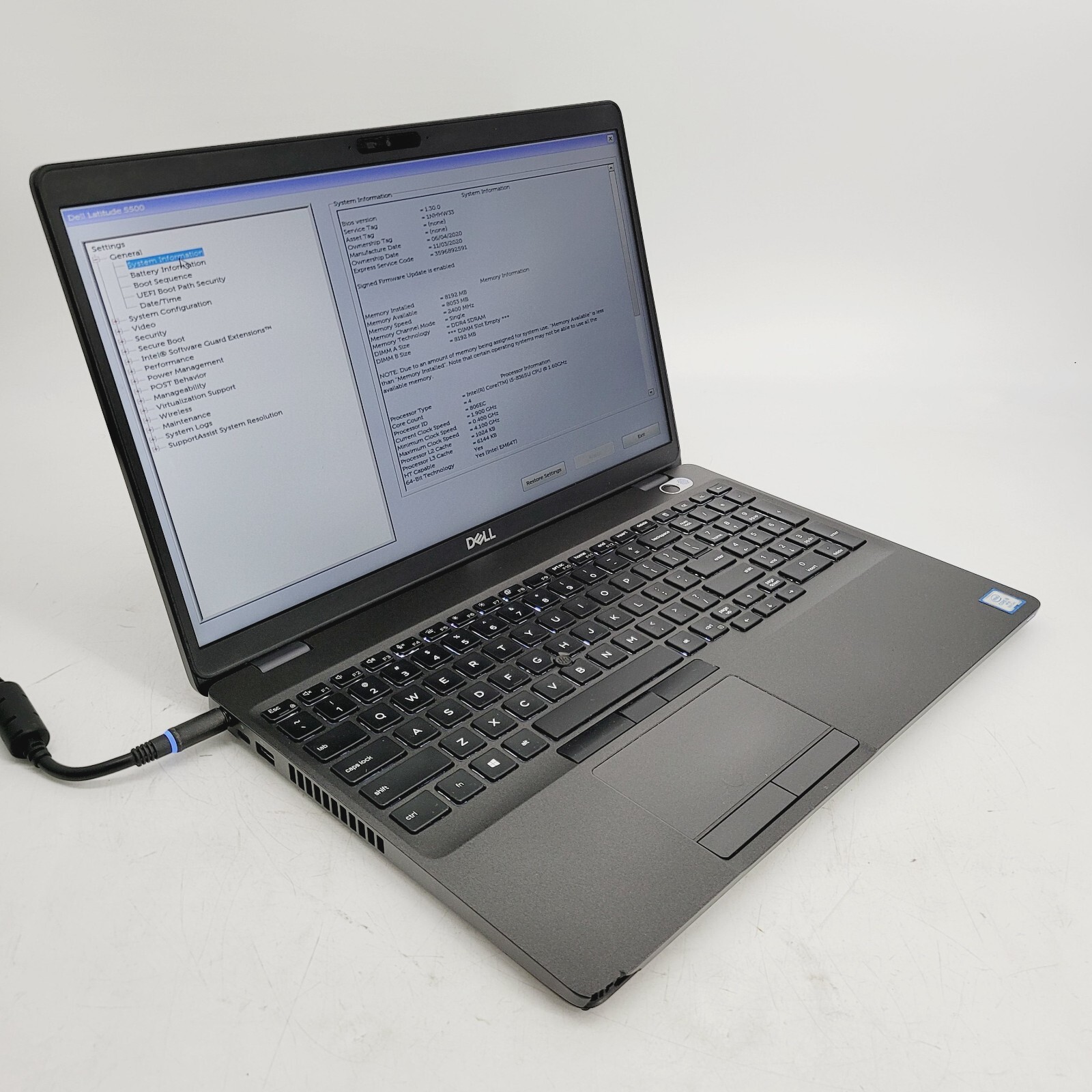 Dell Latitude 5500 Core i5-8365U 1.6GHz 8GB RAM No HDD 15.6″ ***Boot to Bios