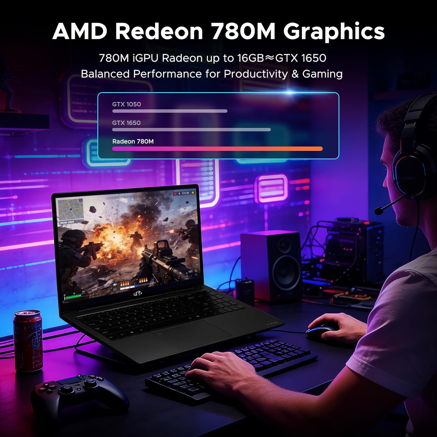 NIMO 15.6″ Light Gaming Laptop AMD Ryzen 7 8745HS up to 4.9GHz 32GB DDR5 1TB SSD