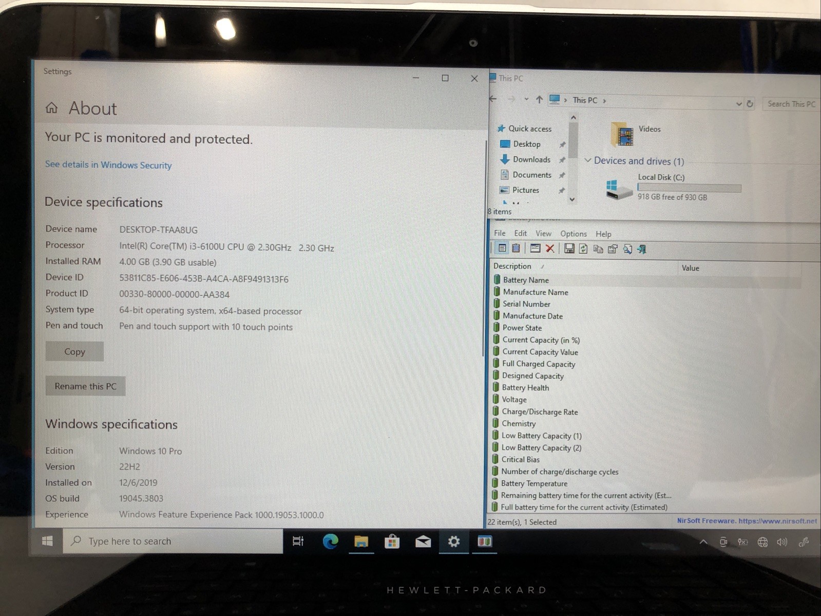 HP Pavilion x360, Intel Core i3-6100U @2.30Ghz, 4GB RAM, 1TB HDD, W10, Touch!