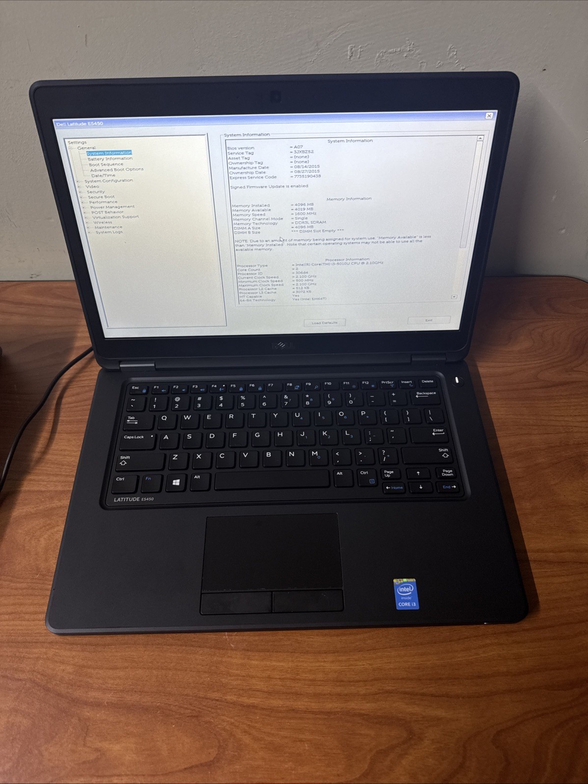 Dell Latitude E5450 i3-5010U 4GB RAM Laptop No HDD No OS Bad Battery No Charger