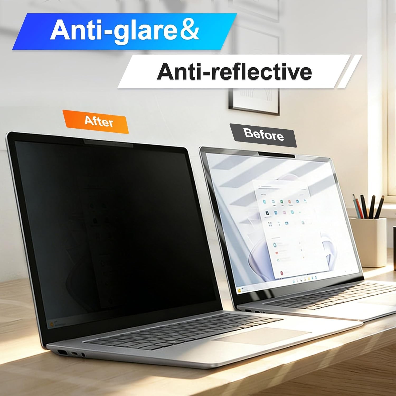 Magnetic Laptop Privacy Screen 14 Inch 16:9 Display, Removable Computer Shield