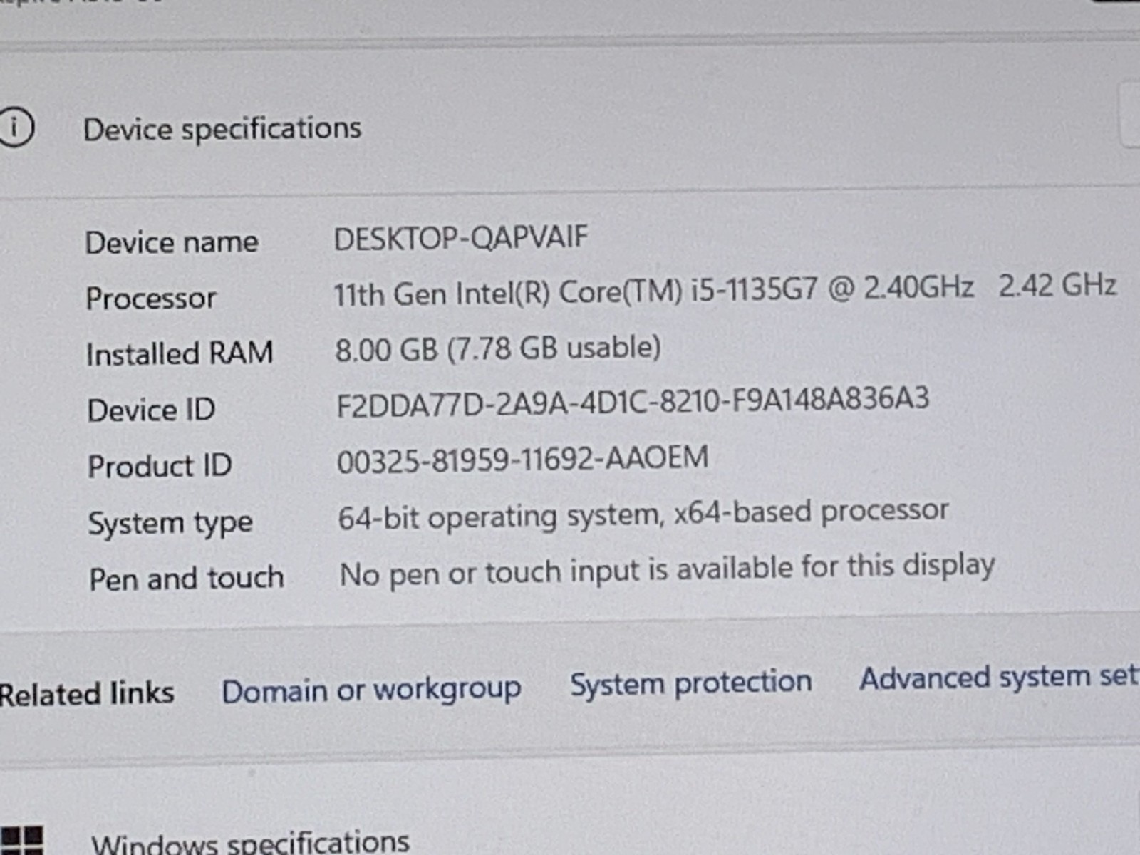 ACER ASPIRE A515-56 i5-1135G7@ 2.40GHz 8GB RAM 512GB NVMe W11H WCHARGER *READ