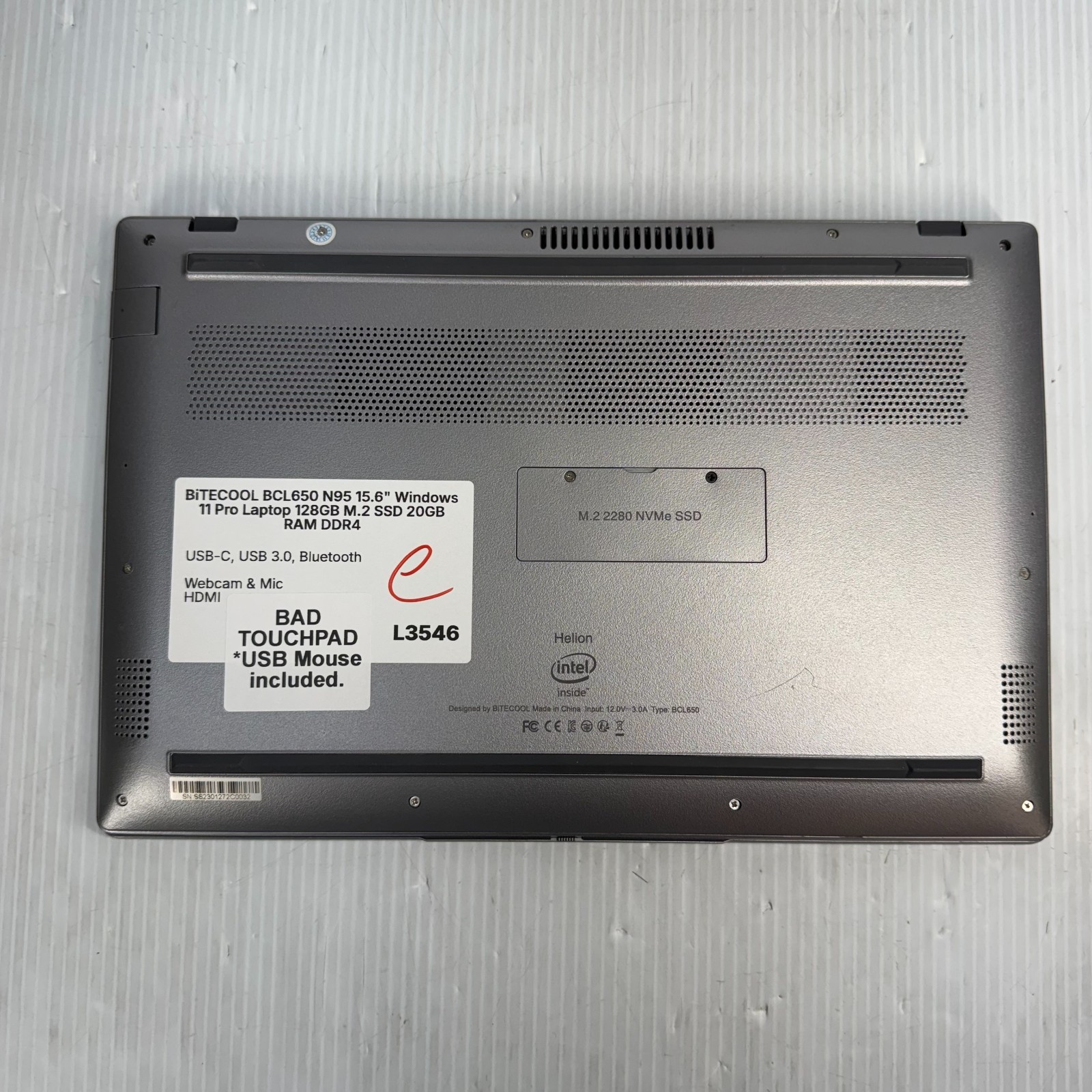 BiTECOOL BCL650 N95 15.6″ Windows 11 Pro Laptop 128GB SSD *MUSE USE MOUSE*