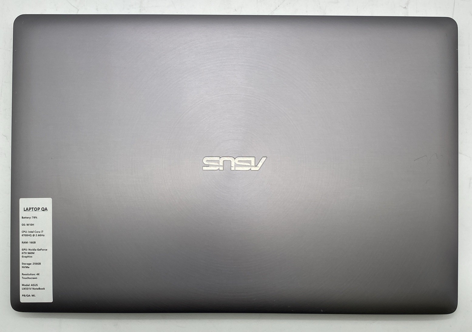 Asus Notebook UX501V TouchScreen i7-6700HQ 256GB SSD 16GB Ram GTX 960M W10H