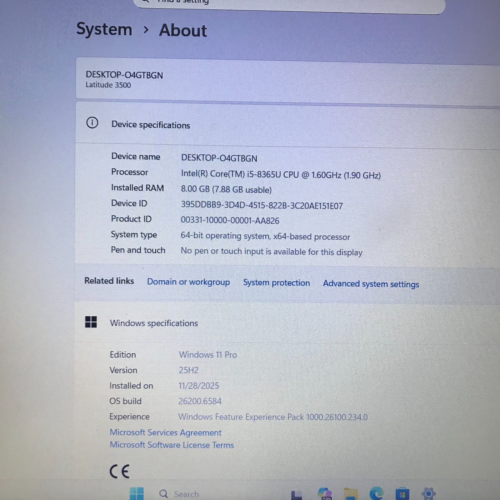 Dell Latitude 3500 15.6″ i5-8365U 1.6GHz 8GB RAM 256GB M.2 SSD (Windows 11 Pro)