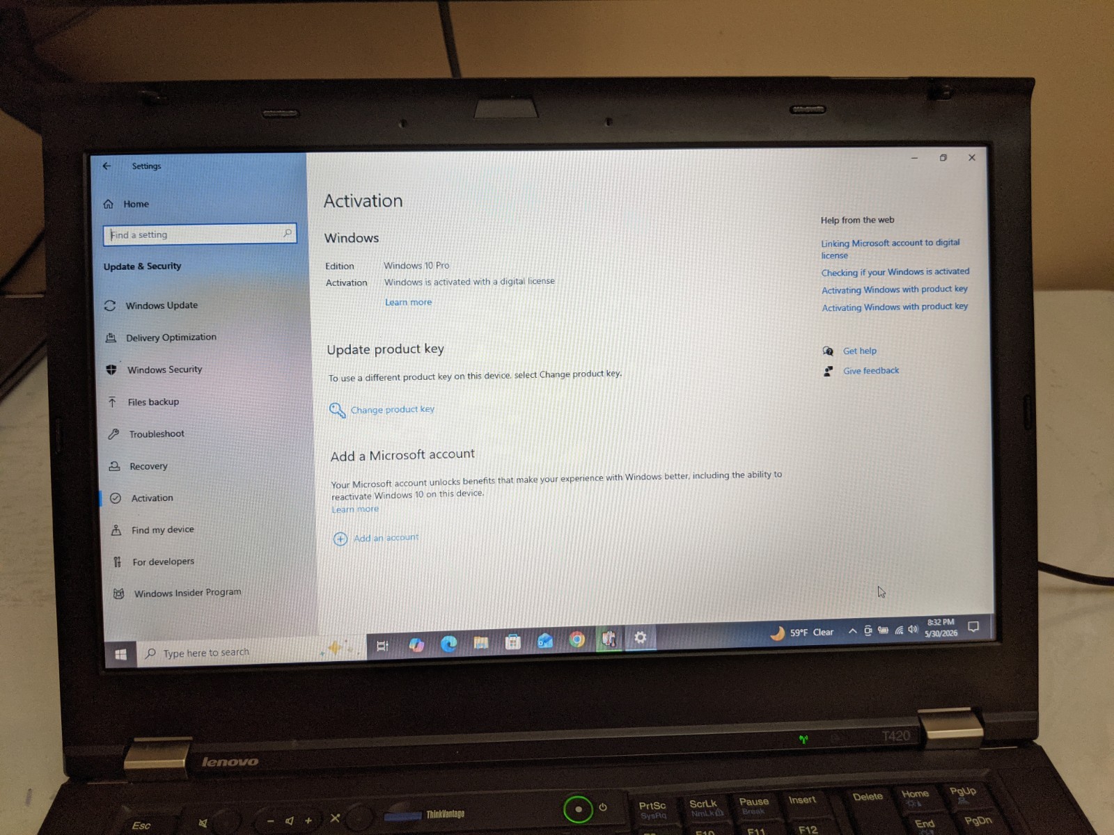Lenovo ThinkPad T420 Quad Core i7 2720QM 8GB 250GB SSD Win 10 Pro – Grade A