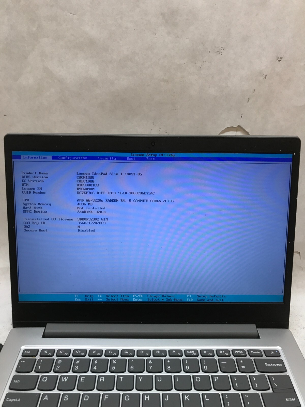 Lenovo IdeaPad Slim 1-14AST-05 AMD A6-9220e 4GB RAM 64GB SSD For Parts READ – DW