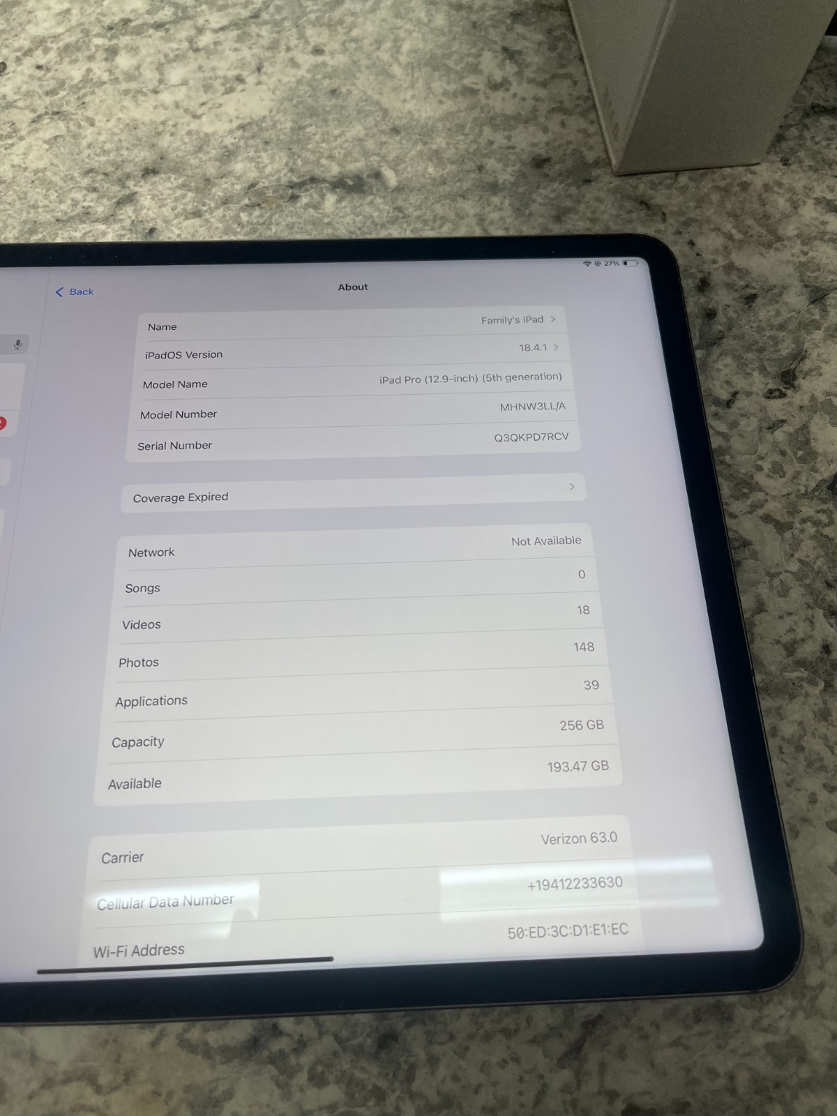 IPAD PRO 12.9- INCH 5TH GEN 256GB FOR PARTS!!!!!! READ DESCRIPTION