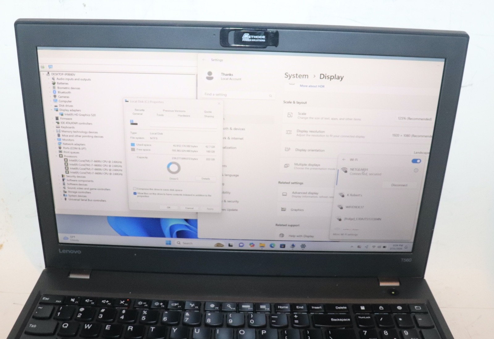Lenovo ThinkPad T560|Core i7@2.60GHz|16GB RAM|240GB SSD|WIN 11. PROF|Webcam