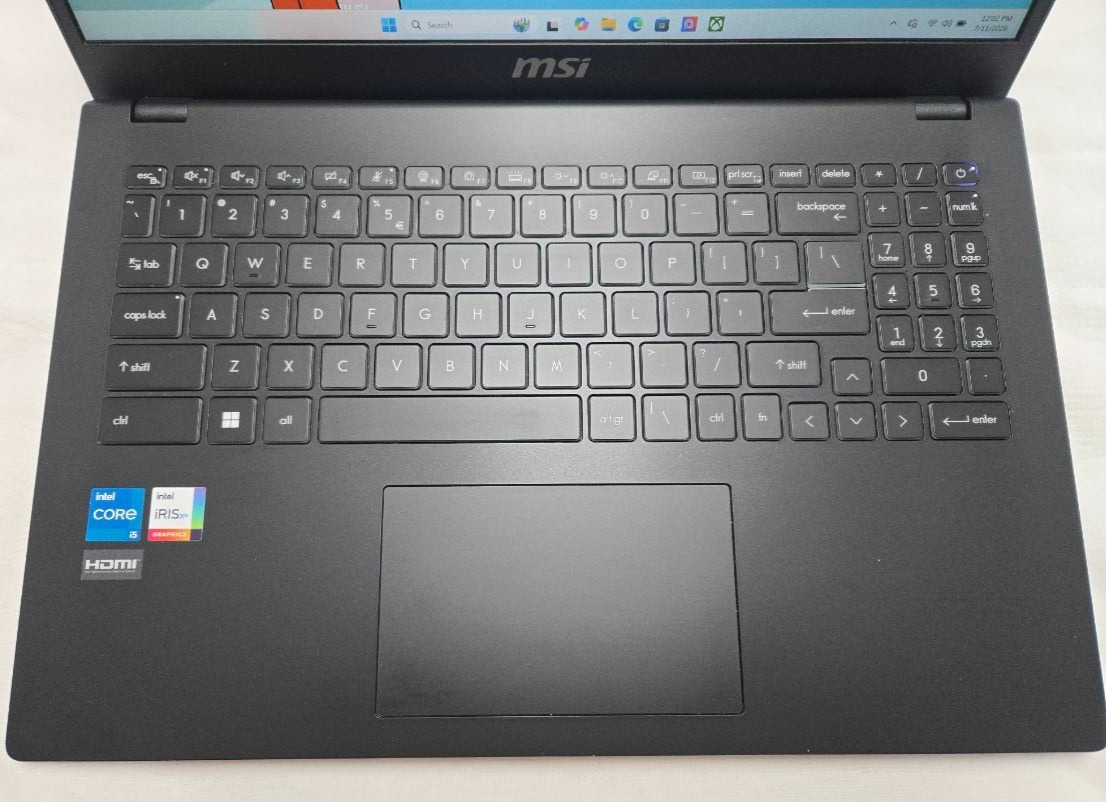 MSI Modern 15 B12M-455US 15.6″ – i5-1235U CPU 16GB RAM 512GB SSD WIN 11 Iris XE