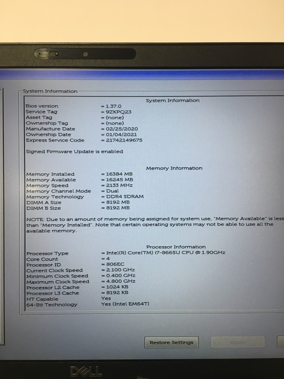 @PCD Dell Latitude 5500 i7-8665U Touch 16GB 512GB SSD READ