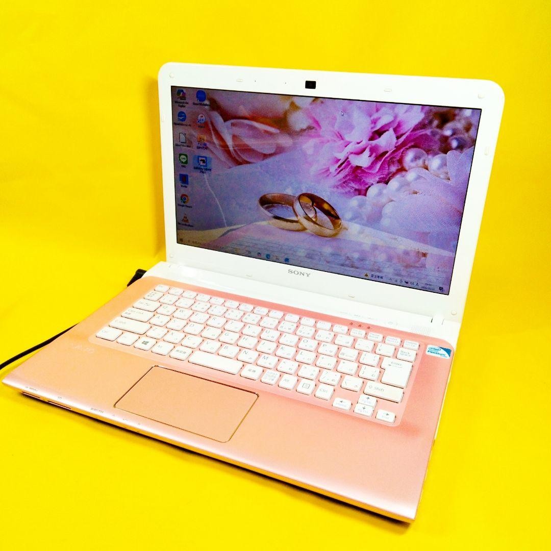 Sony VAIO Pink 14 Inch Laptop Pentium 4GB RAM 750GB HDD DVD WiFi Windows 10