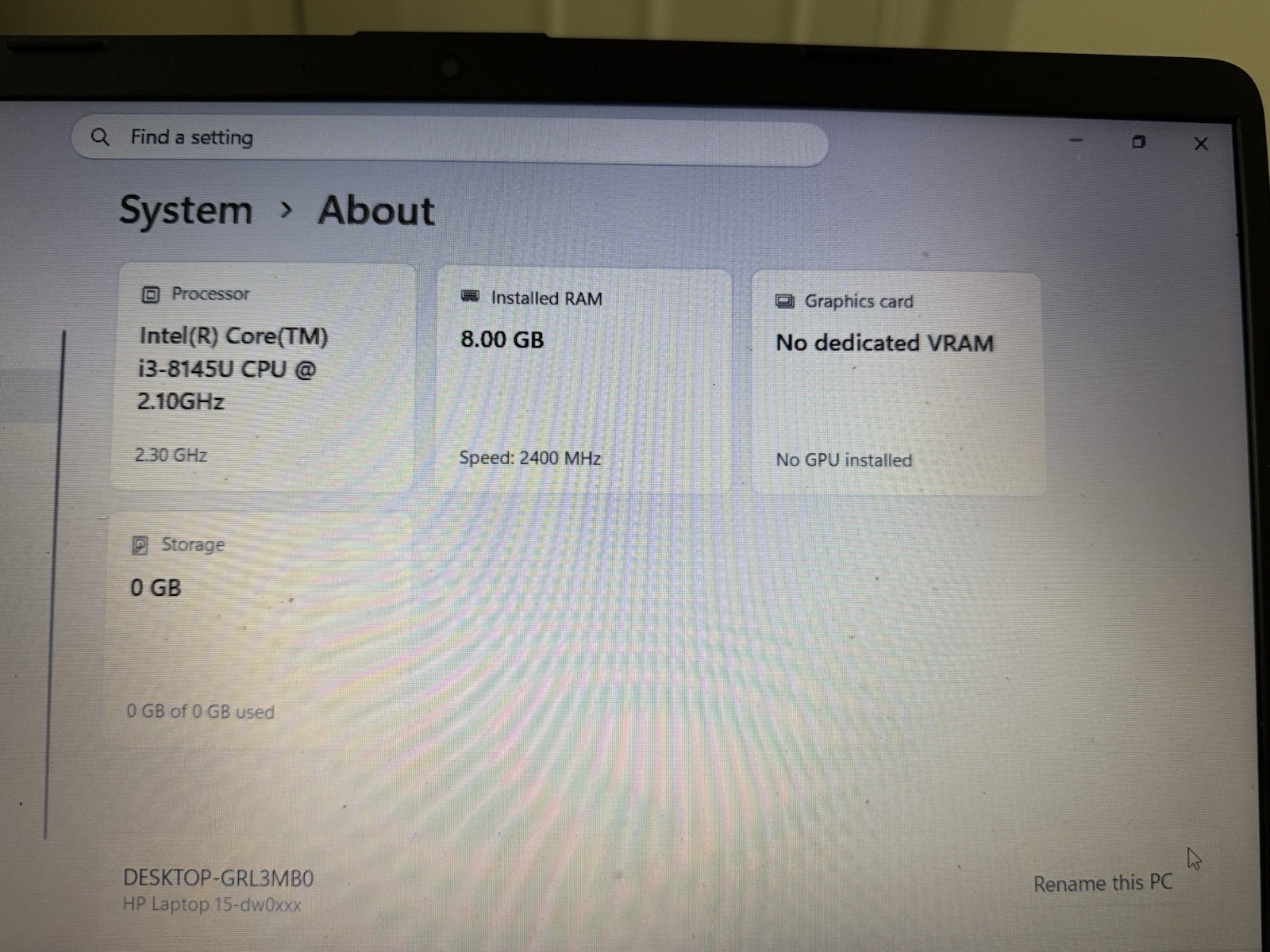 HP 15-dw0037wm 15.6” Laptop i3-8145U 8GB RAM 1TB HDD Windows 11 w/ Charger