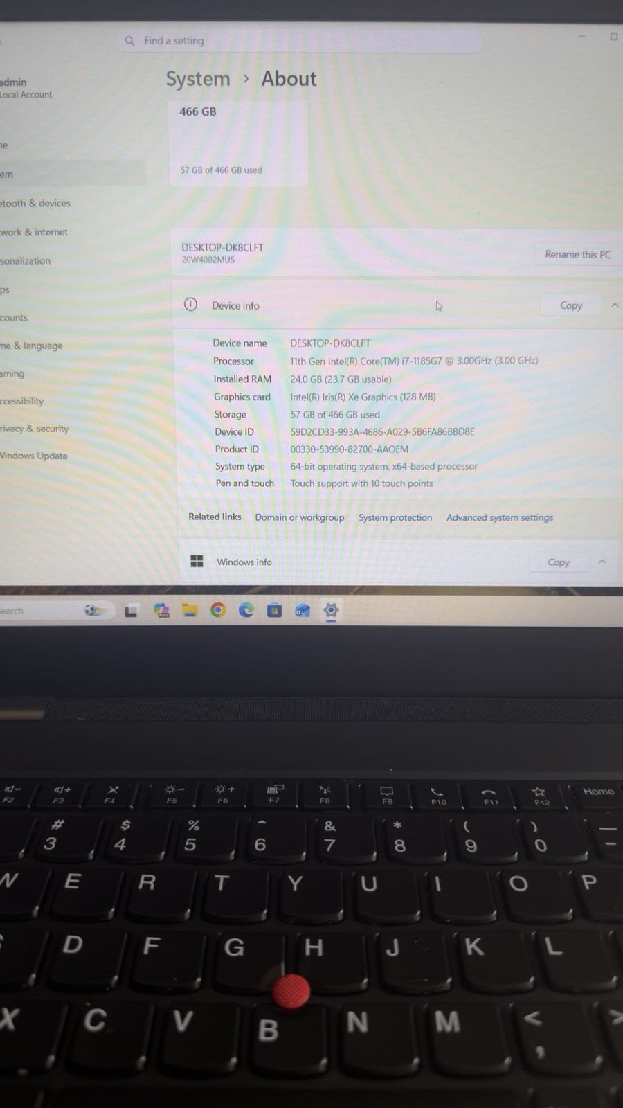 Lenovo ThinkPad T15 Gen 2 Laptop I7-1185G7 3.0GHz 24GB RAM 512GB SSD Win 11 Pro