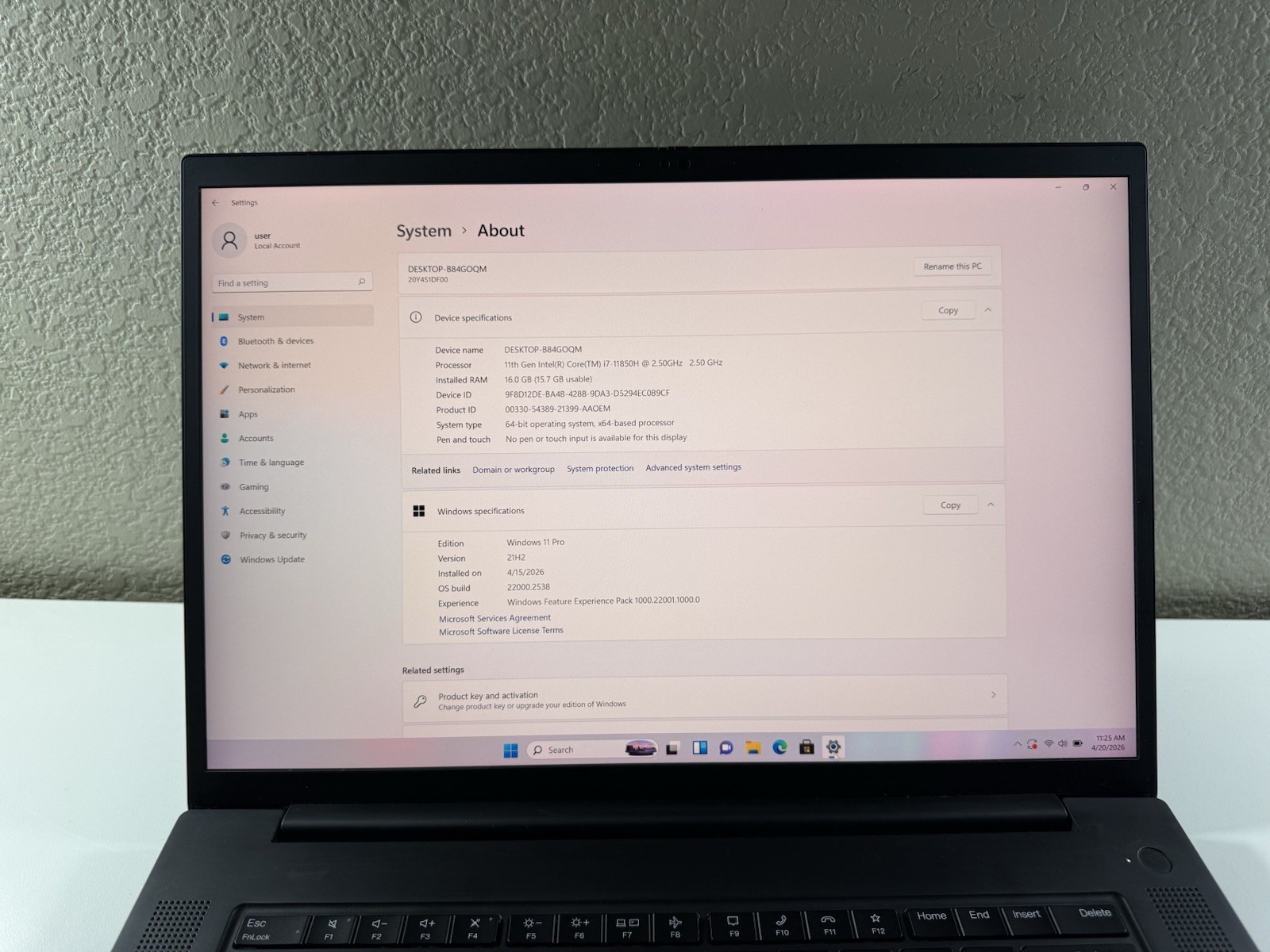 LENOVO THINKPAD P1 Gen 4 3840×2400 I7-11850H 512GB 16GB RAM NVIDIA T1200 WIN 11