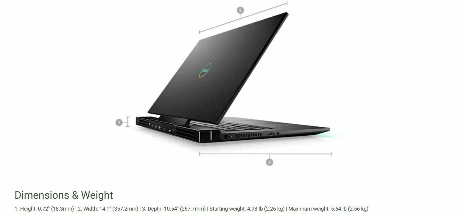 Dell G7 15 15.6″ FHD 144Hz Gaming Laptop i7-10750H 16GB 1TB SSD RTX 2060