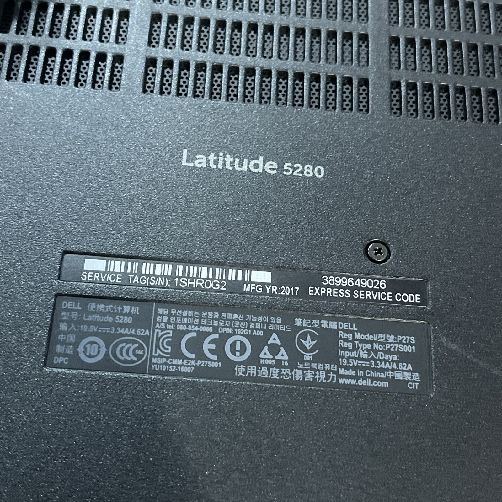 DELL LATITUDE 5280 INTEL CORE I3-7100U 2.40GHZ 8GB RAM NO HD “