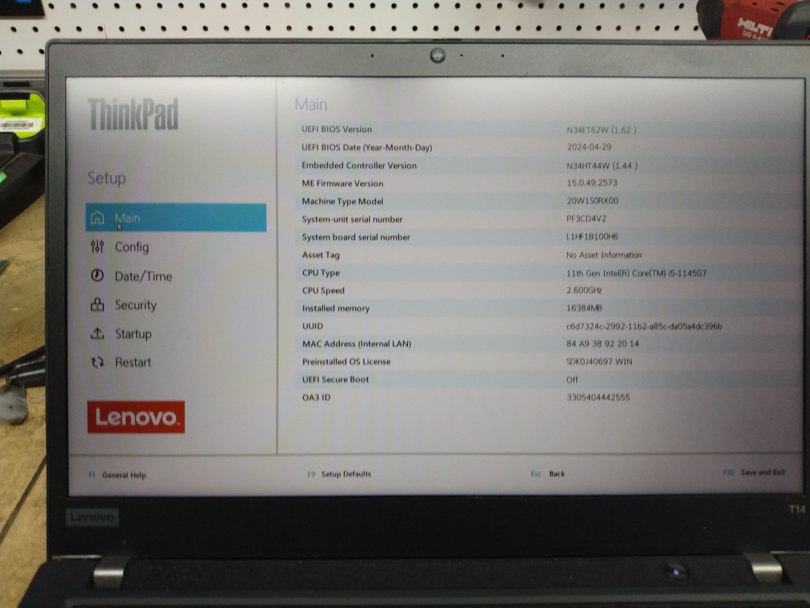 Lenovo ThinkPad T14 Gen 2 14″, FHD 16 GB i5-1145G7, NO SDD/OS