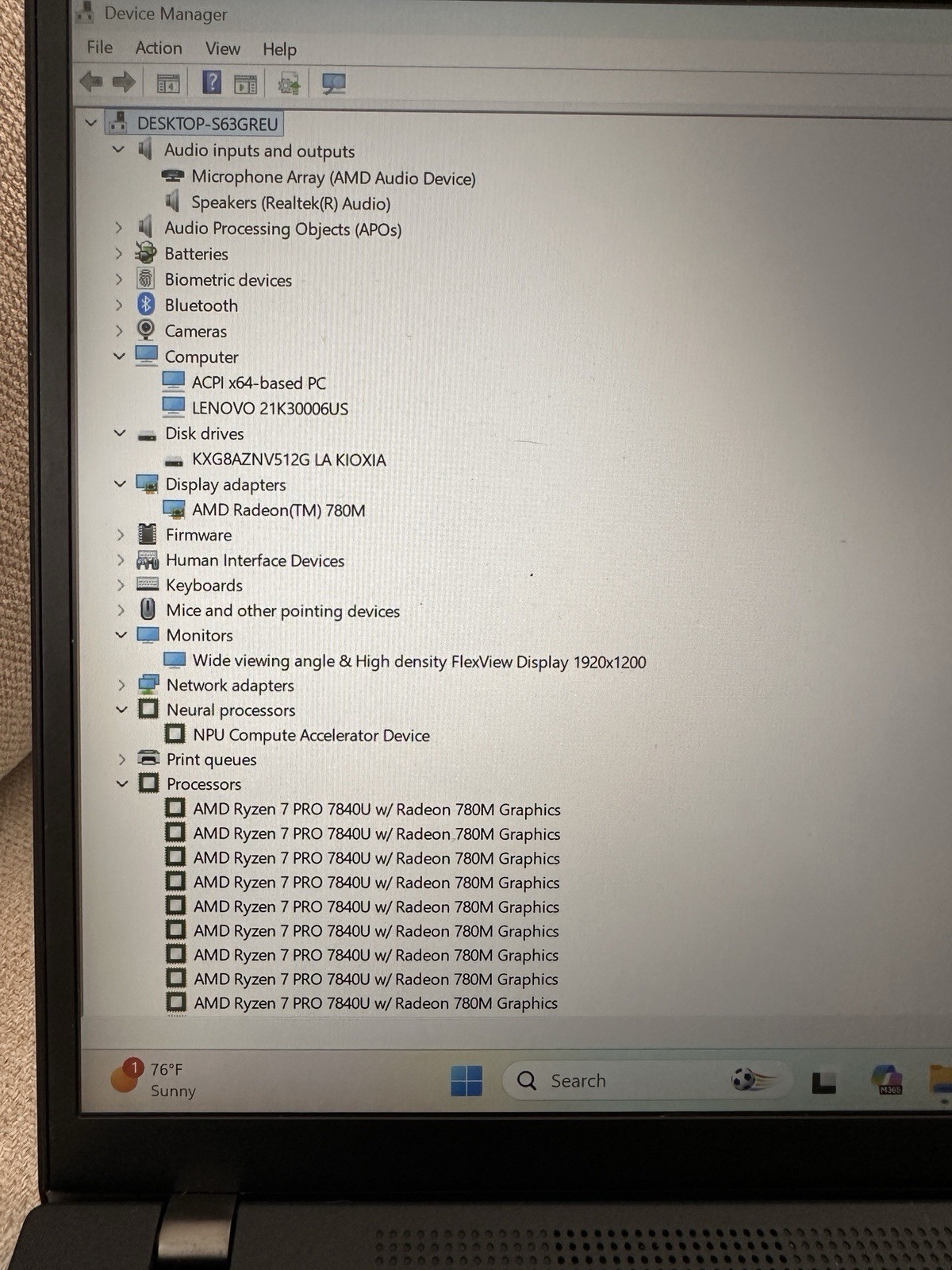 Lenovo ThinkPad T14 Gen 4 Ryzen 7 Pro 7840U 16GB/512GB Win 11 Pro