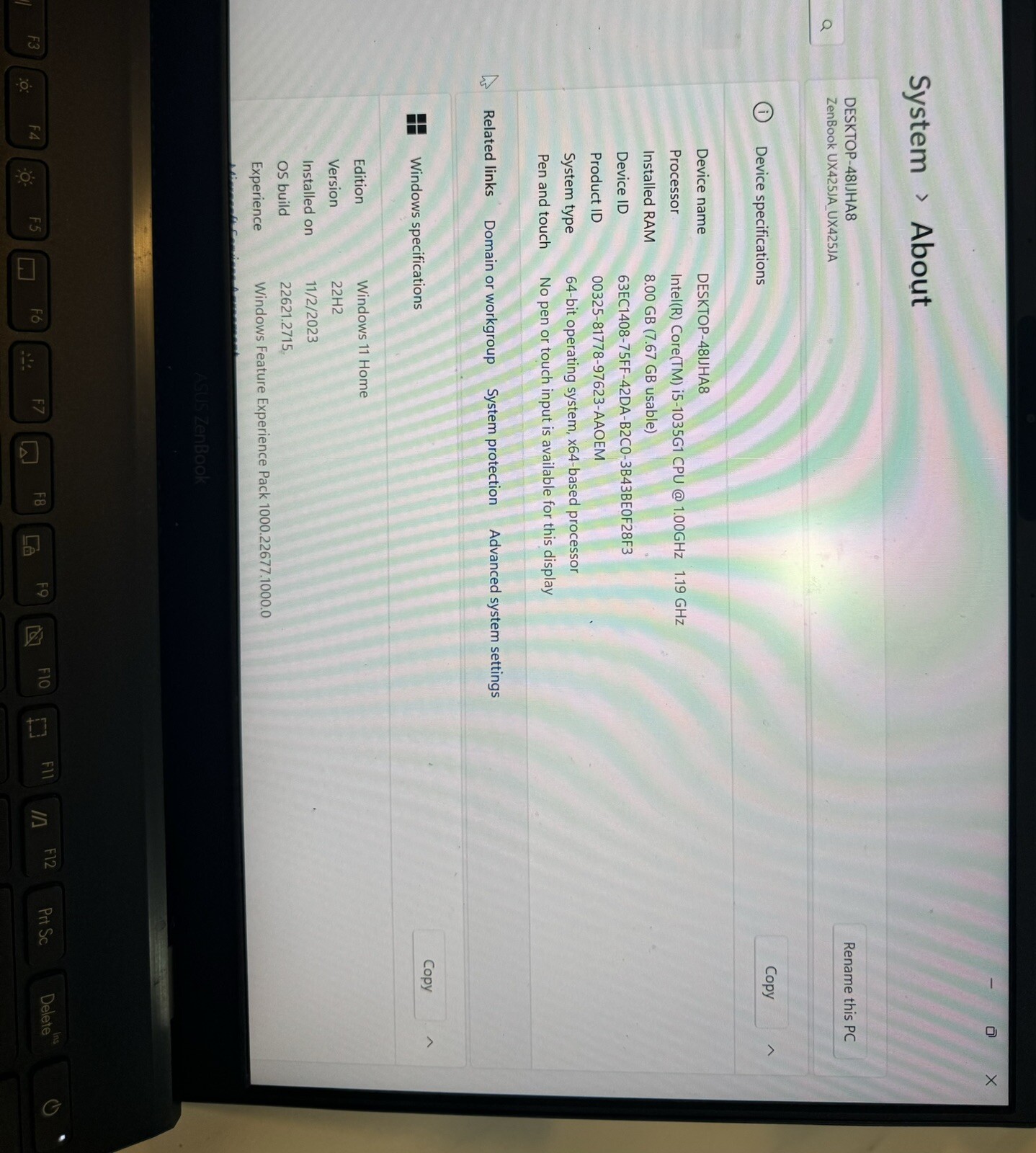 Asus zenbook 14 I5-1035G1 8GB RAM 512GB NVMe SSD Windows 11 1080p IPS Display